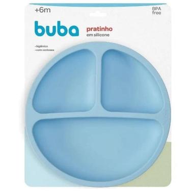 Imagem de Pratinho Infantil em Silicone com Divisória e Ventosa Azul