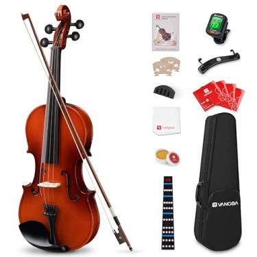 Imagem de Vangoa Conjunto de violino infantil tamanho 1/2, kit de violinos acústicos laterais de madeira maciça com estojo rígido, pacote de violino iniciante para estudantes iniciantes
