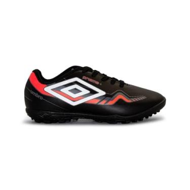 Imagem de Chuteira Umbro Society Prisma Jr Preto Laranja e Branco - Infantil - 32 - Preto