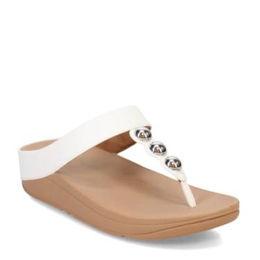 Imagem de FitFlop Sandália feminina fina de couro espelhado com bico, Branco urbano, 34