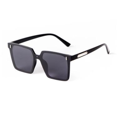 Imagem de Kwadratowe okulary przeciwsłoneczne z dużymi oprawkami damskie Vintage Trend płaskie modne okulary jazda na rowerze męskie okulary przeciwsłoneczne, C1czarne wszystkie szare, jeden rozmiar