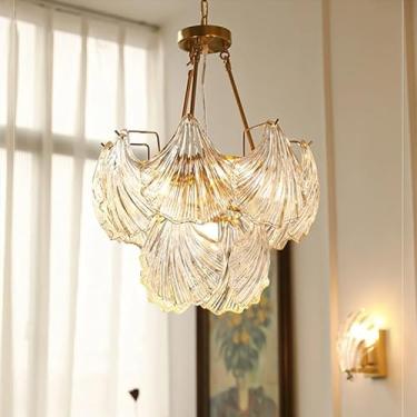 Imagem de Lustre de cristal de luxo moderno interior cobre francês hhigh-end shell pendurado luz...
