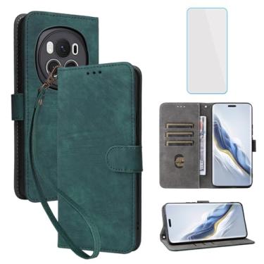 Imagem de IUQXU Capa carteira para celular Honor Magic6 Pro 5G com protetor de tela [bloqueio RFID] Suporte de cartão de couro com suporte para celular feminino e masculino para BVL-AN16 Honor Magic 6 Pro 6Pro