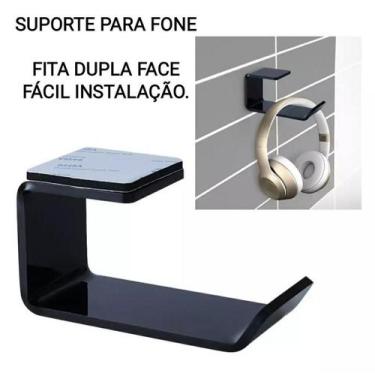 Imagem de Kit 2 Suporte Fone de Ouvido Acrílico Mesa Parede Dupla Face - MMM