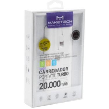 Imagem de Carregador Portátil Turbo Bt-2020 Inteligente 20.000mah - Maketech, Br