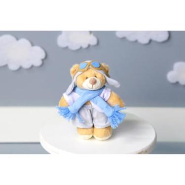 Imagem de PELUCIA URSO FAMILY 12 CM - PARA MOBILE E DECORAÇÃO (Aviador clássico branco, cinza e azul claro)