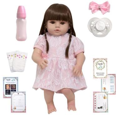 Imagem de Bebe Reborn Valentina Baby Olhos Castanhos + Kit 13 Itens - Cegonha Re