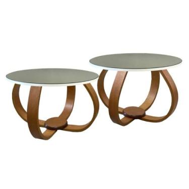 Imagem de Conjunto Mesa de Centro e Lateral Pés Cebola Espelhada - Lubrano, Bran