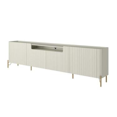 Imagem de Rack com 4 Portas Brise para Sala 220cm Pés Metal 100% MDF - Casa Lar 