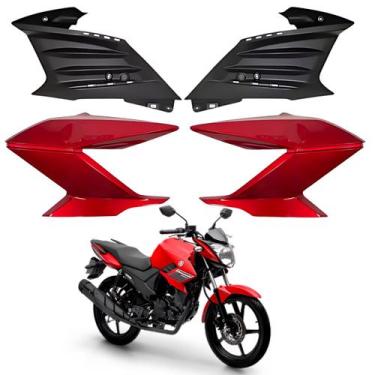 Imagem de Kit carenagem aleta aba complemento fazer 150 vermelho metálico 2014 2