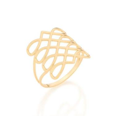 Imagem de Anel banhado ouro 3x 24k 18k e 22k feminino rommanel vazado fios entre