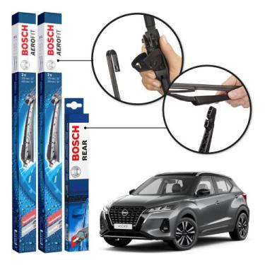 Imagem de Kit 3 Palhetas Dianteiras + Traseira Original Bosch Nissan Kicks 2016 