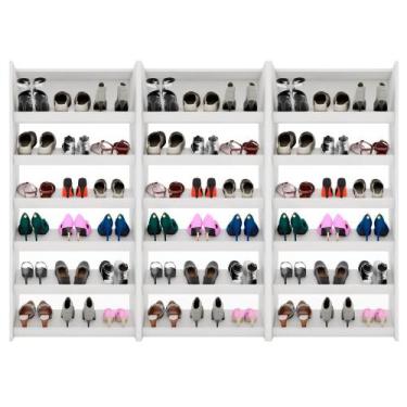 Imagem de Kit 3 Armários Multiuso Sapateira Paris Branco - Lumil Móveis, Branco,
