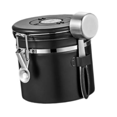 Imagem de Generic Lata de café, lata de chá, recipiente de açúcar, utensílios, armazenamento a vácuo, jarra de armazenamento de cereais, recipiente de grãos de café, Preto, 1.2l