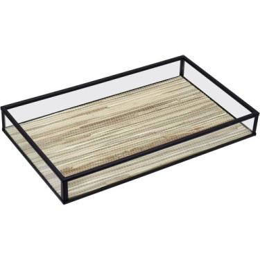 Imagem de BANDEJA DECORATIVA PARA SERVIR LAVABO HOME&CO VIDRO 3x15x25cm BEGE, Ma