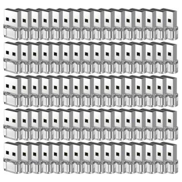 Imagem de 100 pacotes de adaptador USB A para USB transparente, conversor de carregador USB C fêmea para macho compatível com Apple Watch Ultra iWatch 8 7, iPhone16 15 14 13 Pro Max Plus, iPad 9 10 Air 5 Mini