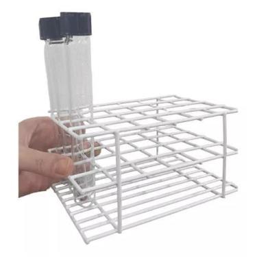 Imagem de Estante Rack 24 Furos Tubo Ensaio 20mm Ferro Zincado Arame - Ricilab