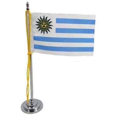 Imagem de Mini Bandeira de Mesa da Uruguai 15 cm Poliéster - SP Bandeiras 