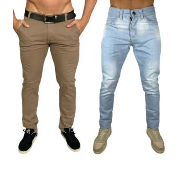 Imagem de Kit 2 Calças sarja masculino slim reta cores variadas - sky jeans, Caq