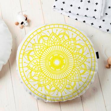 Imagem de Almofada Redonda Estampada Mandala 45x45cm Durga Amarelo - FASTLAR