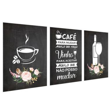 Imagem de Quadros Decorativos Cozinha Café e Vinho Copa Sala Àrea Gourmet PMG - 