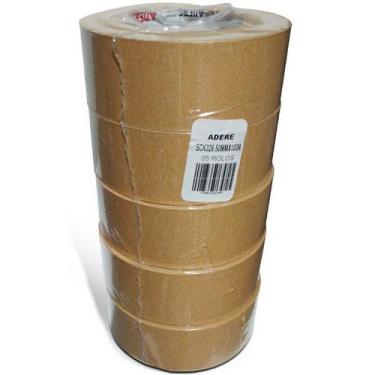 Imagem de Kit 5 Fita Adesiva KRAFT Embalagem Papel Crepado 50MM X 100M - Adere