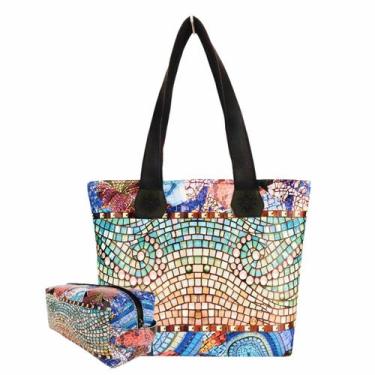 Imagem de Bolsa Feminina e Necessaire Casual Mosaico, Magicc Bolsas