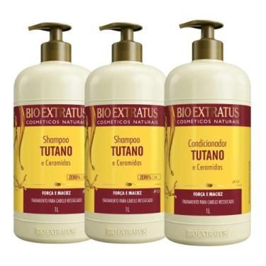 Imagem de kit 2 Shampoo 1 Condicionador Força e Maciez Tutano 1L Bio Extratus - 