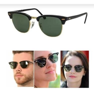 Imagem de Óculos De Sol Clubmaster Unissex Preto Verde G15 Casual Moda Verão UV4