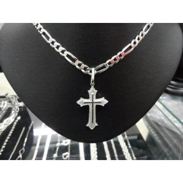 Imagem de Cordão Corrente Masculina 3 Em 1 70cm + Crucifixo Prata 925 - DG Prese