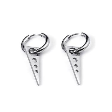 Imagem de Brinco de argola não escurece aço inox prata Titânio Aço lança Seta Cl