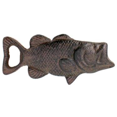 Imagem de The Bridge Collection Abridor de garrafa de robalo de ferro fundido de 15 cm - decoração de peixe para cabana, montanha, decoração de casa de lago para casa - decoração de acampamento para casa -