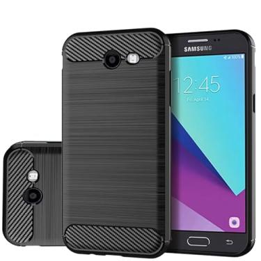 Imagem de Gufuwo Capa para Galaxy J3 Prime/J3 Emerge/Express Prime 2/Amp Prime 2/J3 Mission/J3 Eclipse/J3 Luna Pro Capa fina de fibra de carbono TPU capa protetora para Samsung Galaxy J3 2017 preta