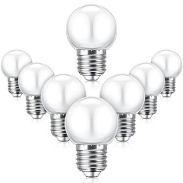 Imagem de Lâmpada noturna de LED, lâmpadas de LED de baixa potência, equivalente a 7,5 watts, iluminação 4511220, S11, lâmpada de LED branca, globo pequeno com base média E26, G45 2700k, não regulável para o Natal ao ar livre, 8 peças