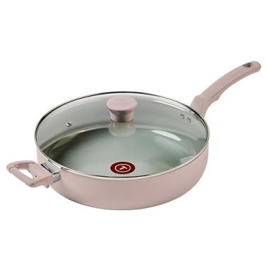 Imagem de T-fal Frigideira antiaderente de cerâmica Refresh com tampa de 5 litros, feita sem PFOA e PTFE, segura para forno e grelha de até 176 °C, frigideira, alça para ficar fresca, frigideira, frigideira