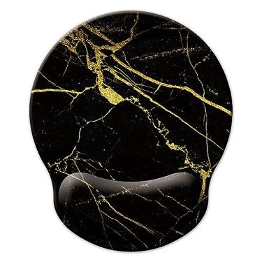 Imagem de Mouse pad com suporte de pulso, mouse pad ergonômico com almofada de descanso de pulso de espuma de memória, base de borracha antiderrapante mouse pad para jogos em casa, escritório, computador, laptop, mármore preto