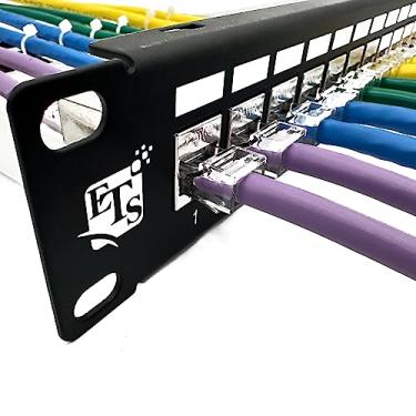 Imagem de ETS 24 portas CAT6A FTP blindado 1U painel de patch 19 polegadas carregada com ferramentas sem chaveiro montador ou suporte de parede