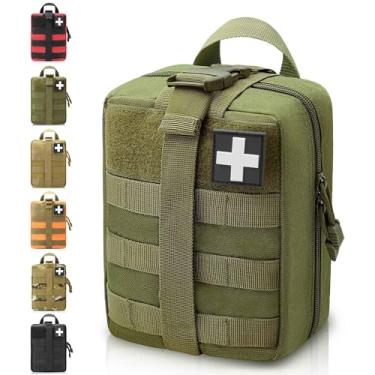 Imagem de Molle Ifak Pouch Rip Away, Molle Medical Pouch Od Green, Bolsa de Primeiros Socorros Tática Vazia para Caminhadas Sobrevivência Acampamento (Verde)