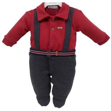 Imagem de Macacão Bebê Menino Luxo Zafielo Inverno Enxoval Ref 540, Chumbo, M ( 