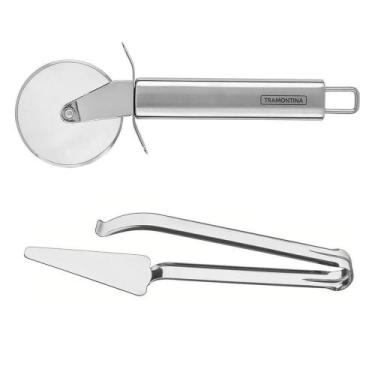 Imagem de Kit Cortador De Pizza Tramontina Marffim + Pegador Para Pizza Tramonti