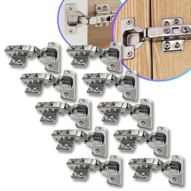 Imagem de Kit 20 Dobradiça Reta Armário Móveis Pistão Amortecedor 35mm - Albras