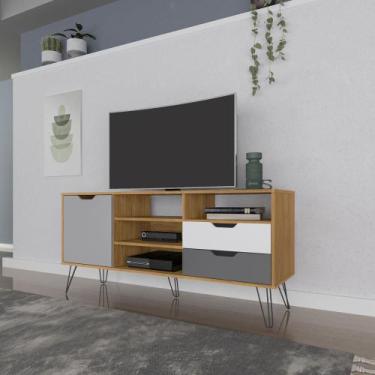 Imagem de Rack TV 60" 1 Porta e 2 Gavetas Multimóveis CR45167, Carvalho/Grafite