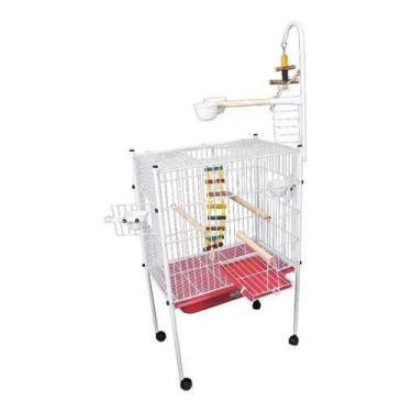 Imagem de Viveiro Arame Para Papagaio Maritaca Loro Pássaros Teto Reto Luxo Gaio