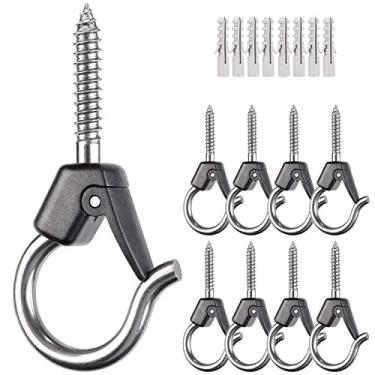 Imagem de BeneLabel Ganchos de teto para montagem na parede com fivela de segurança - ganchos para pendurar plantas - suportes para pendurar plantas ao ar livre, luzes, sinos de vento e mais - à prova de