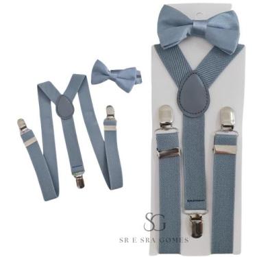 Imagem de Kit Suspensório Cinza Escuro Chumbo + Gravata Borboleta Infantil Para 