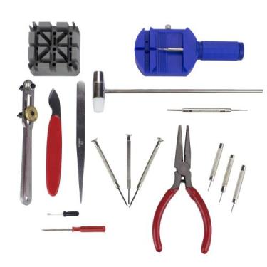 Imagem de Kit para Relojoeiro para Trocar Baterias e Pulseiras (kit com 16 Peças