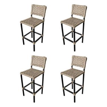 Imagem de Kit 4 Banquetas França Aluminio com Corda Naútica Champanhe  - ATHENAS