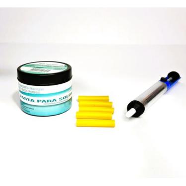 Imagem de Pasta de solda + fluxo pastoso + 5 protetores de bico - Mxt