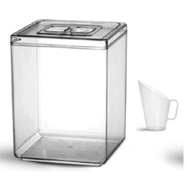 Imagem de Pote Acrílico Quadrado Com Tampa - 10 Litros + Concha 100ml - Bolivar 