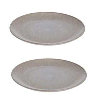 Imagem de 2 UN Prato Lanche Sobremesa Redondo Durável  20cm Cinza - EVO